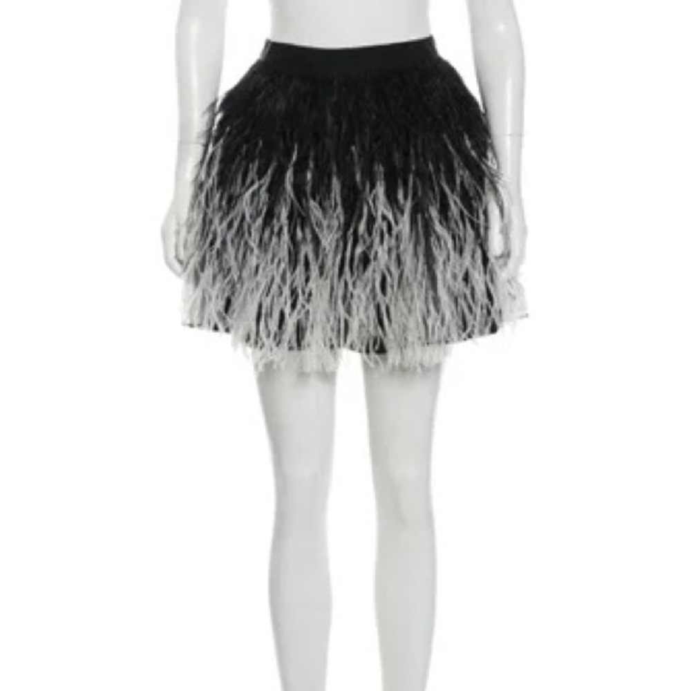 Alice + Olivia Black and White feather skirt